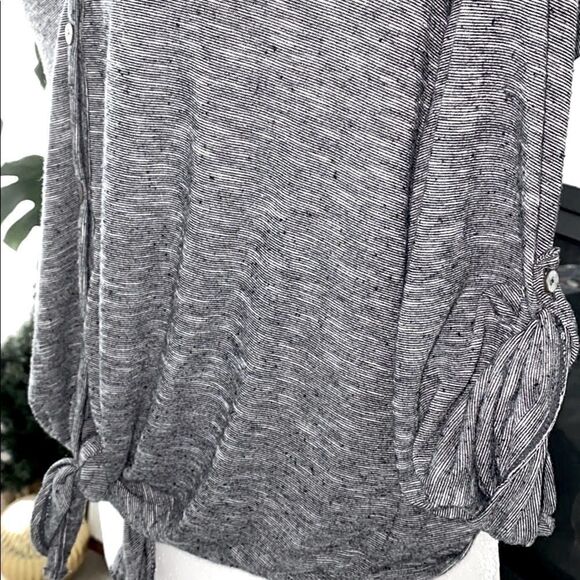 Max Studio Button Down Gray Front Tie Small Relax Fit Casual Lightweight - Picture 8 of 9